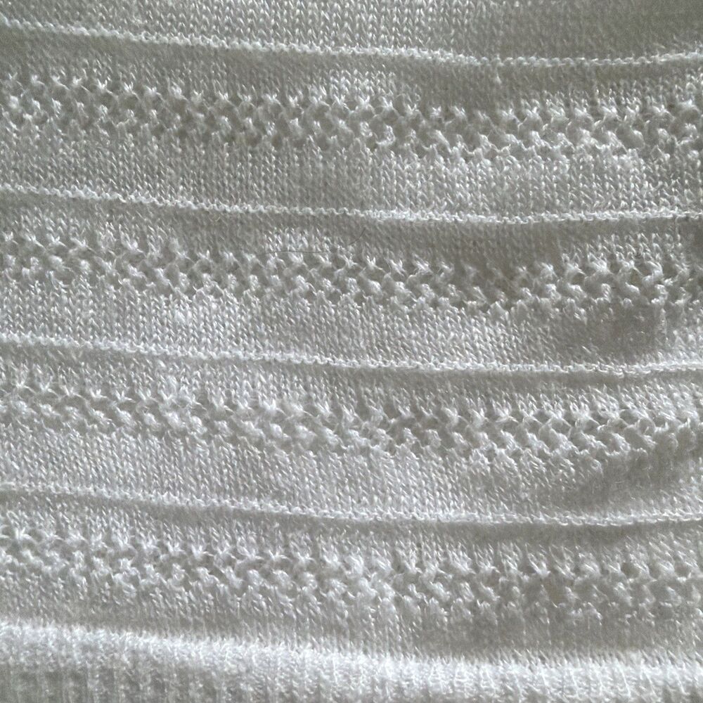 NANETTE LEPORE 100% Linen White Cardigan Open Front M Pointelle Dainty Coquette - Picture 4 of 13